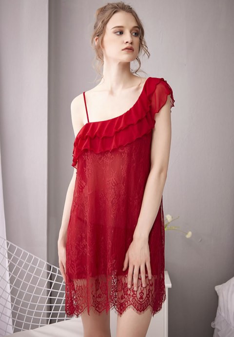 One Shoulder Ruffle Chemise