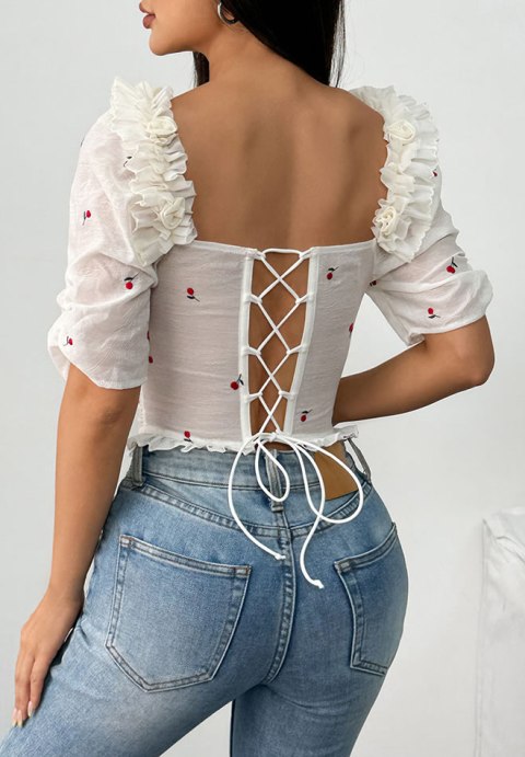 Elegant Embroidered Bustier with Ruffle Details