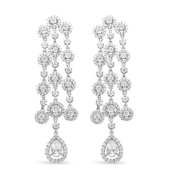 18K White Gold 4 3/4 Cttw Diamond Double Teardrop Waterfall Dangle Earrings (H-I Color, VS1-VS2 Clarity)