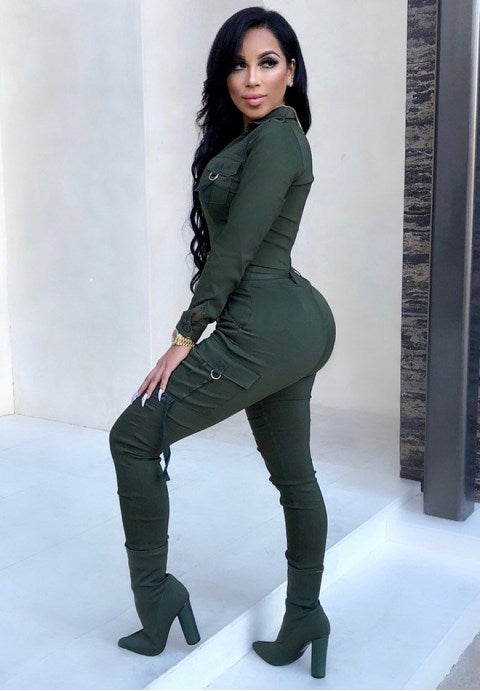 Women's Sexy Long Sleeve High Waisted Jumpsuits Rompers