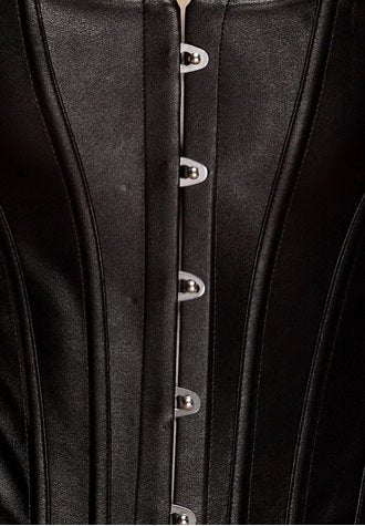 Faux Leather Long Line Bustier with Mini Skirt