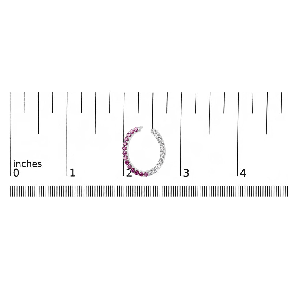 Sterling Silver Lab Created Ruby and White Sapphire Hoop Earrings