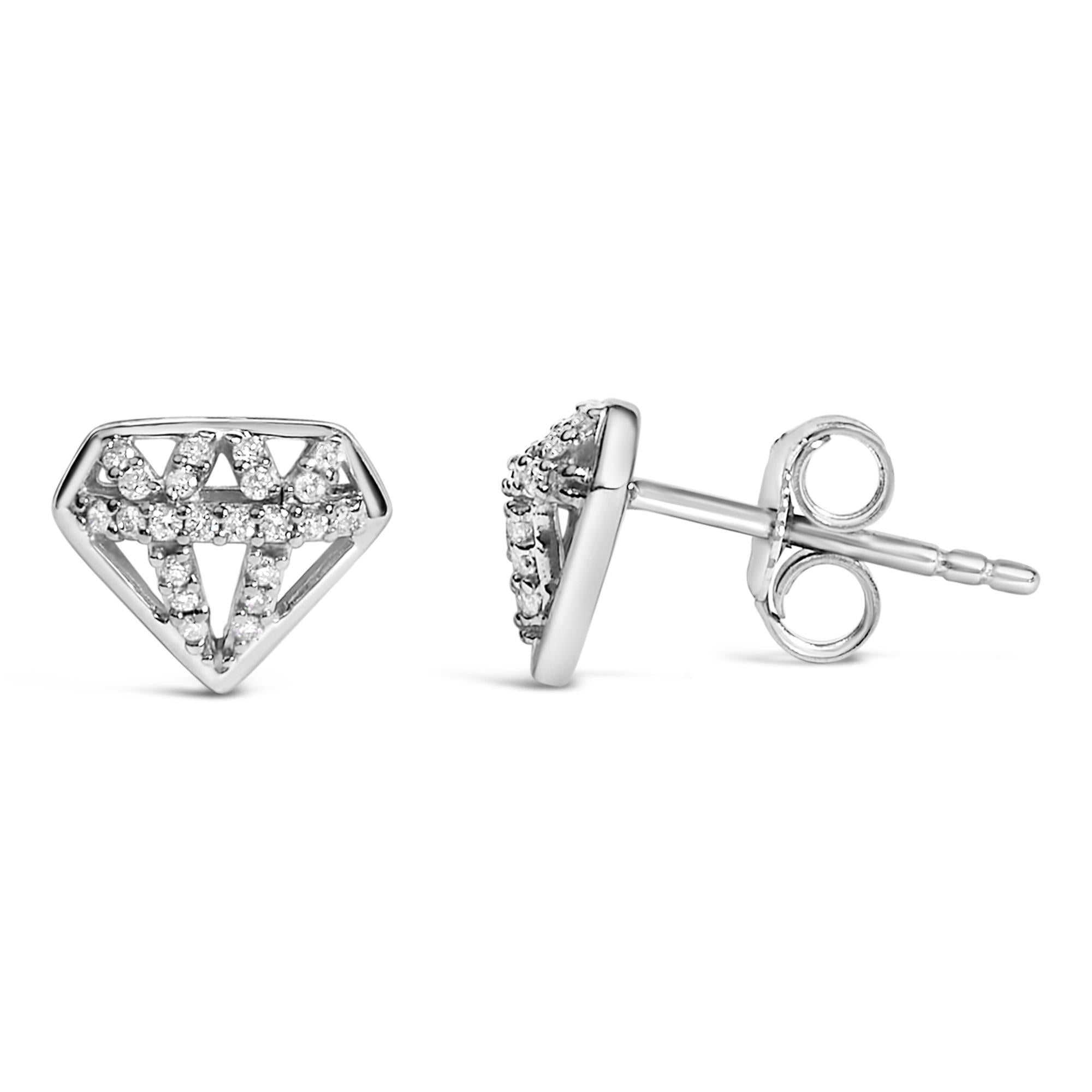 Sterling Silver 1/6 Cttw Diamond Motif Stud Earrings