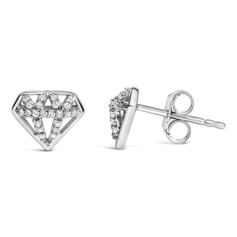 Sterling Silver 1/6 Cttw Diamond Motif Stud Earrings