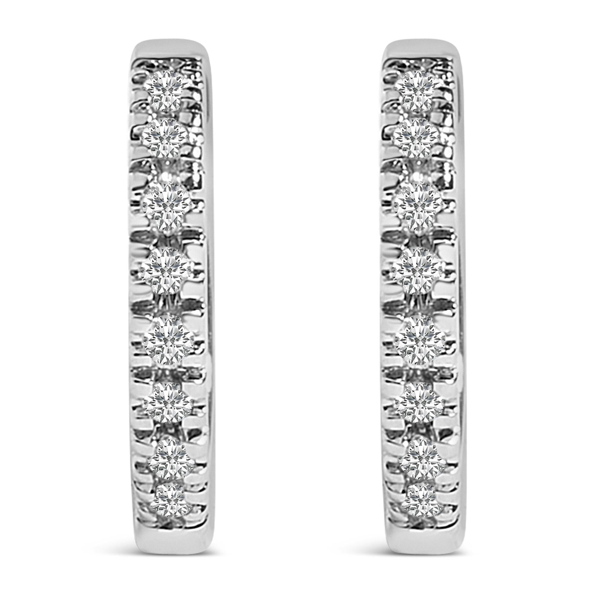 14K Gold 1/5 CTW Diamond Huggie Hoop Earrings