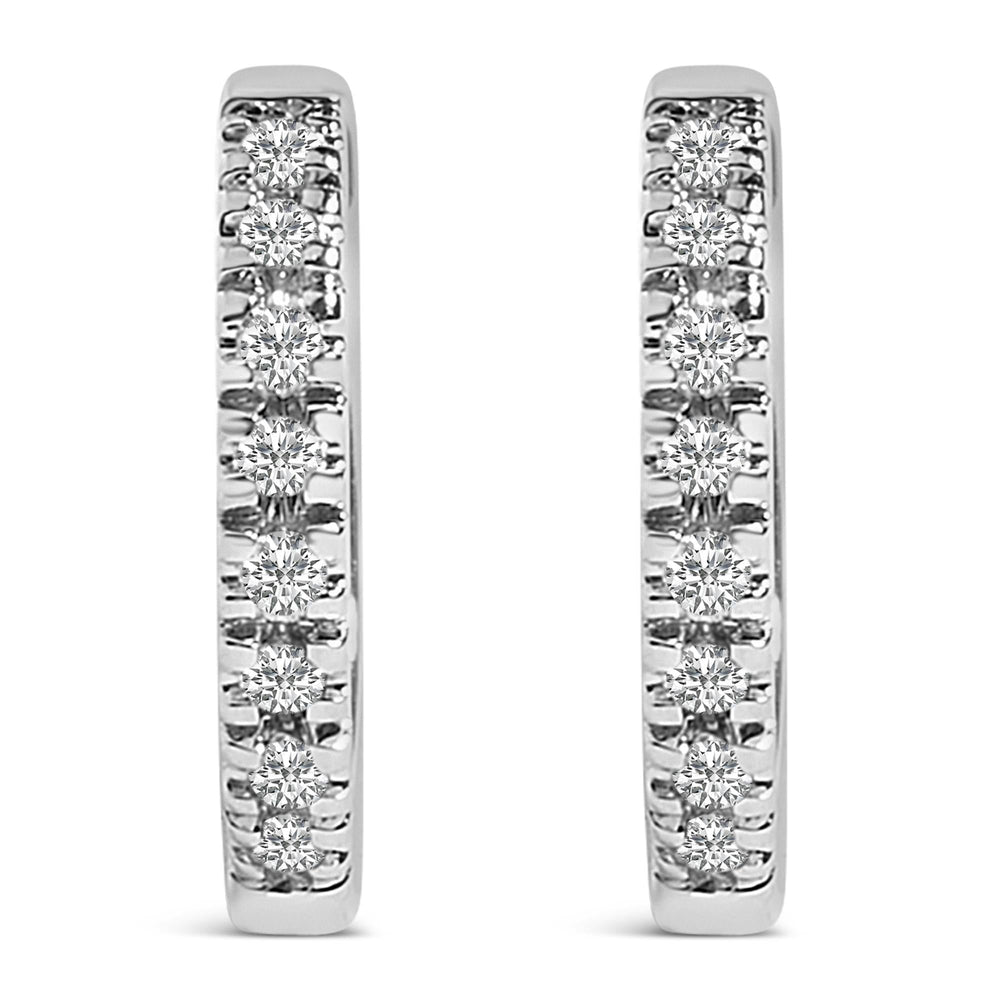 14K Gold 1/5 CTW Diamond Huggie Hoop Earrings