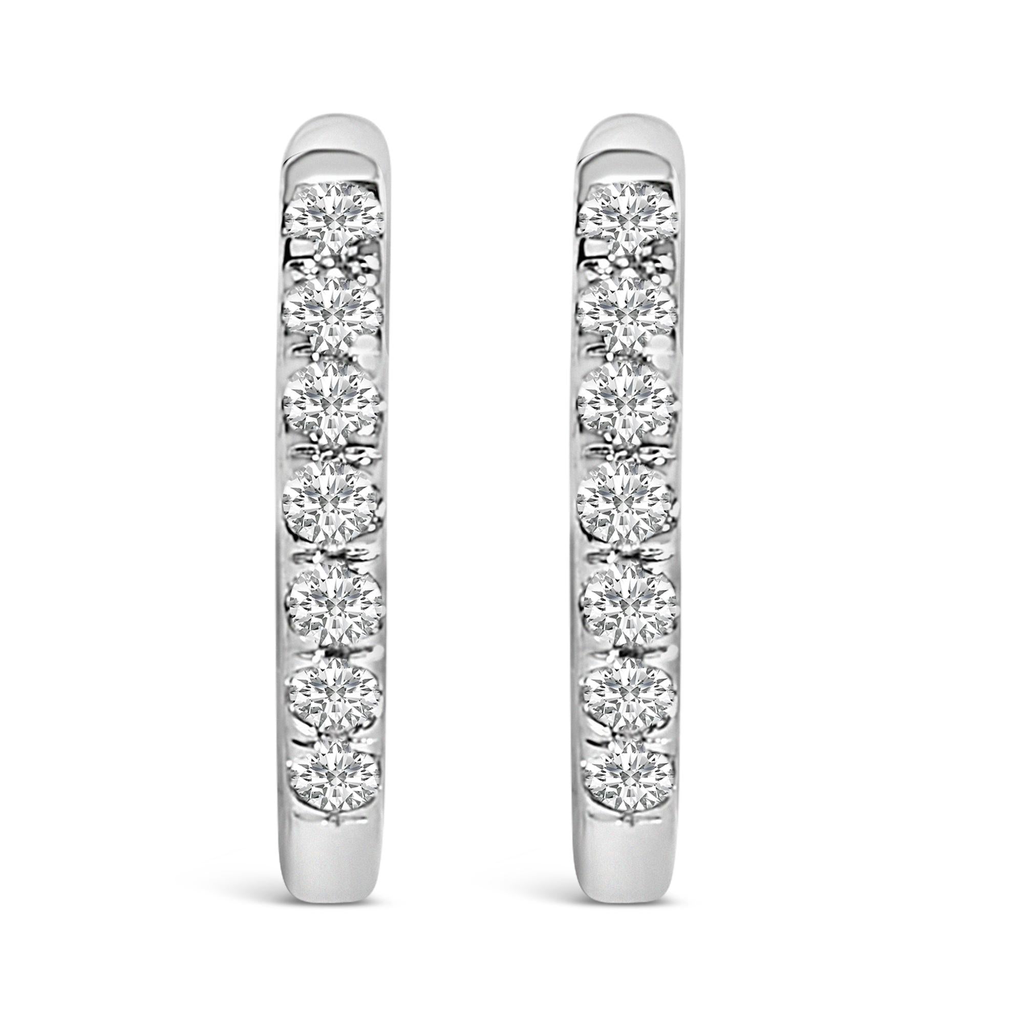 10K Gold 1/4 Cttw Diamond Double Sided Huggie Hoop Earrings
