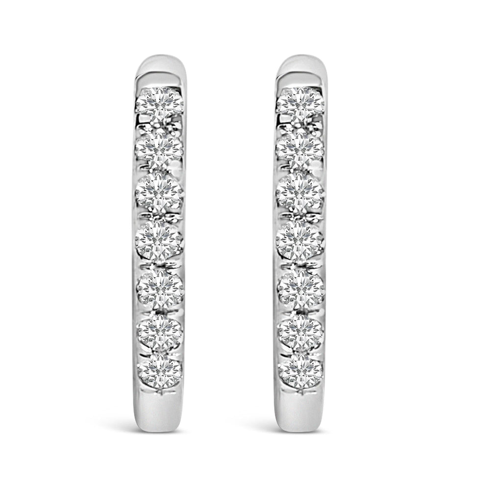 10K Gold 1/4 Cttw Diamond Double Sided Huggie Hoop Earrings