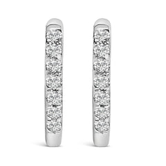 10K Gold 1/4 Cttw Diamond Double Sided Huggie Hoop Earrings