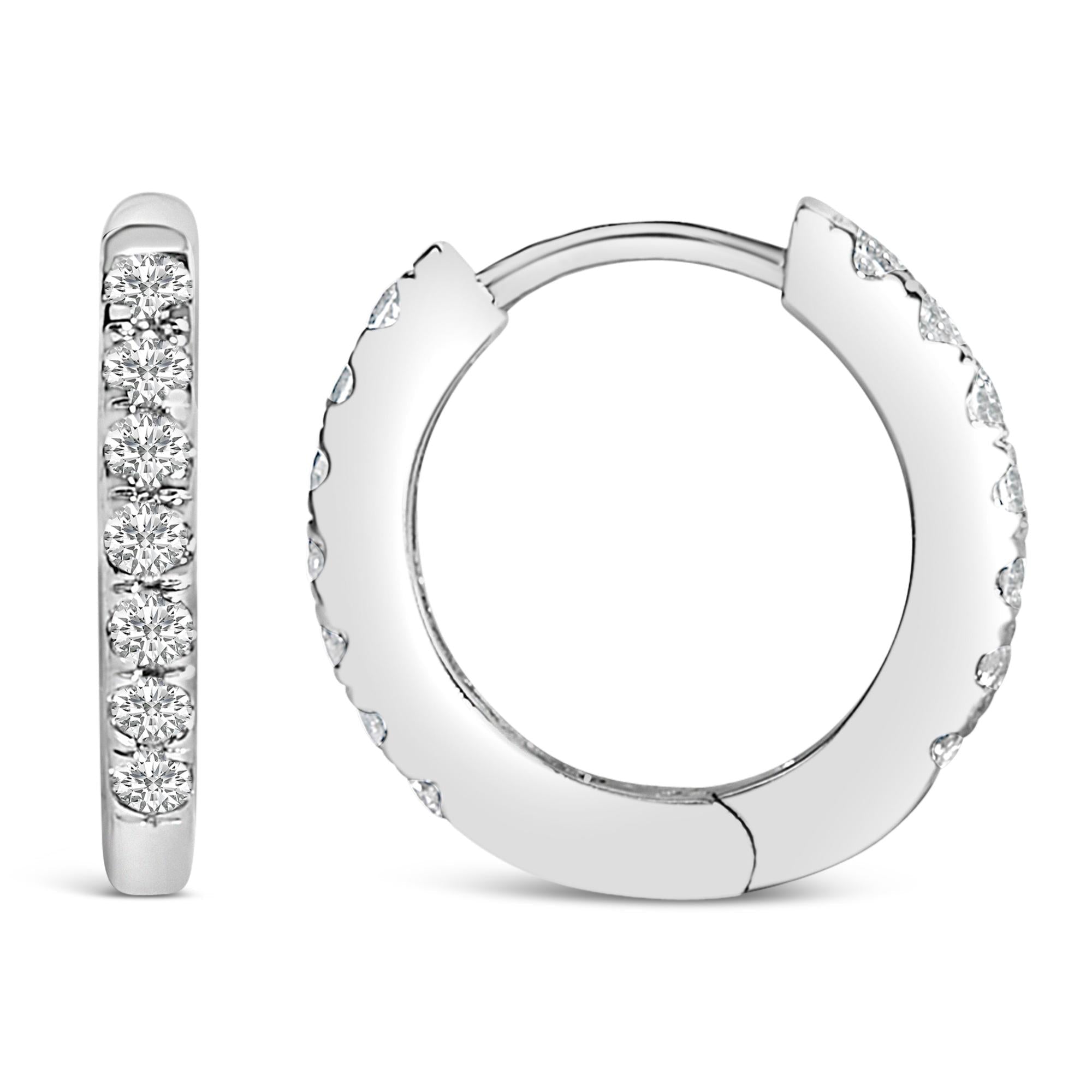 10K Gold 1/4 Cttw Diamond Double Sided Huggie Hoop Earrings