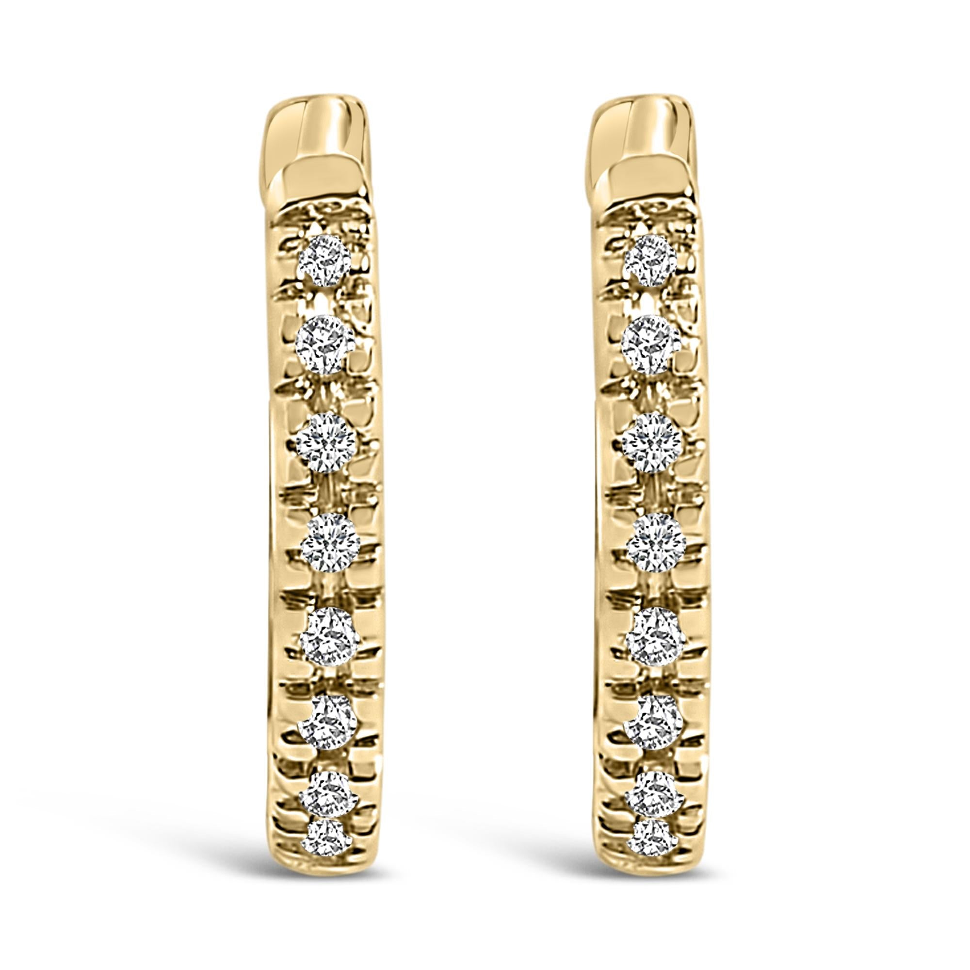 14K Gold 1/5 CTW Diamond Huggie Hoop Earrings