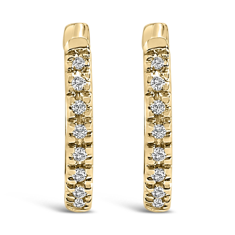 14K Gold 1/5 CTW Diamond Huggie Hoop Earrings