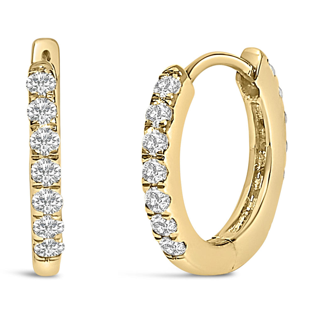 10K Gold 1/4 Cttw Diamond Double Sided Huggie Hoop Earrings