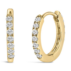 10K Gold 1/4 Cttw Diamond Double Sided Huggie Hoop Earrings