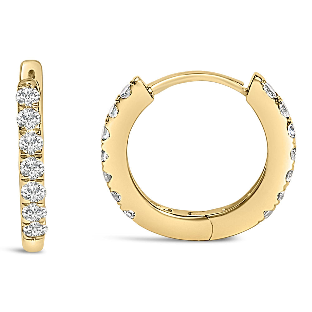 10K Gold 1/4 Cttw Diamond Double Sided Huggie Hoop Earrings
