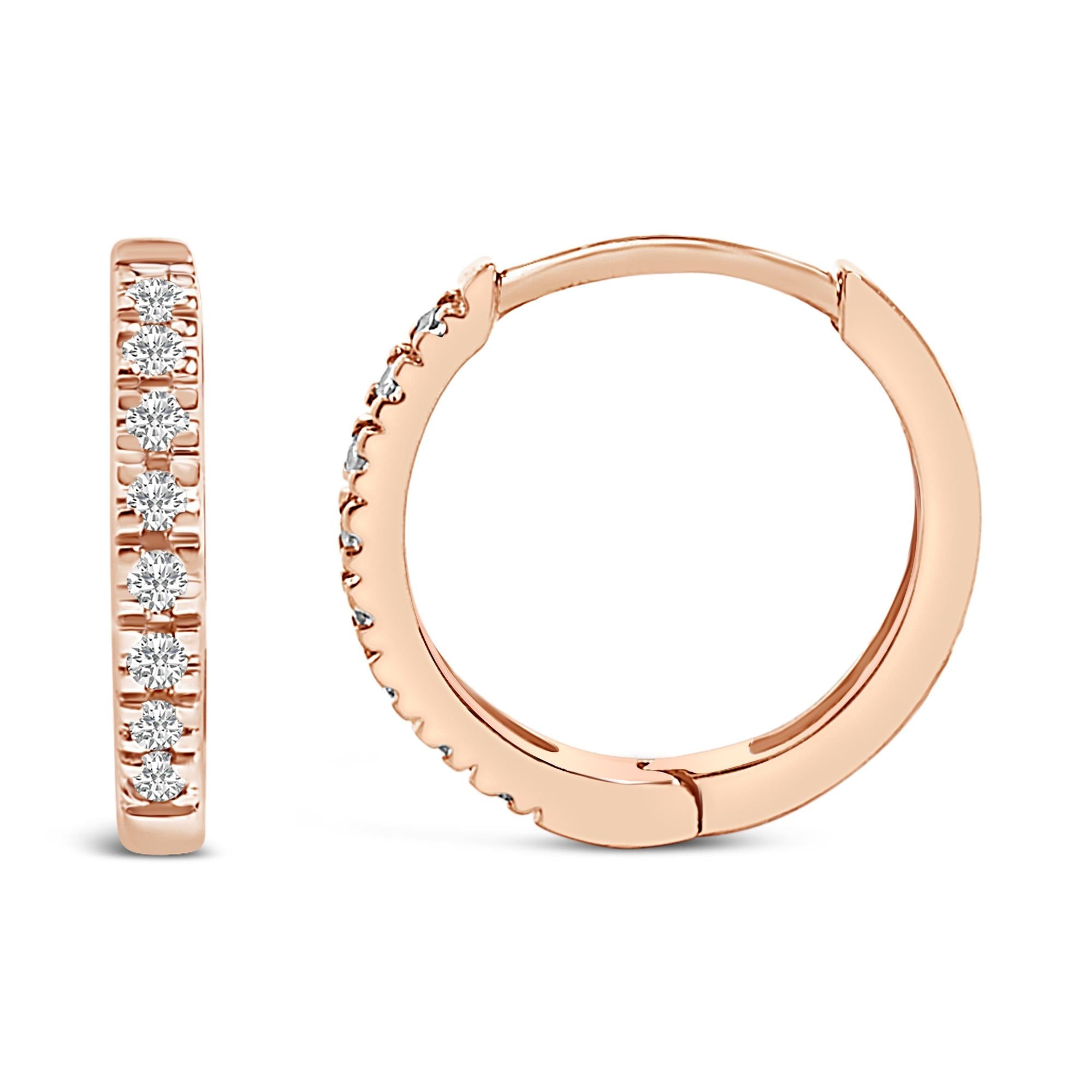 14K Gold 1/5 CTW Diamond Huggie Hoop Earrings