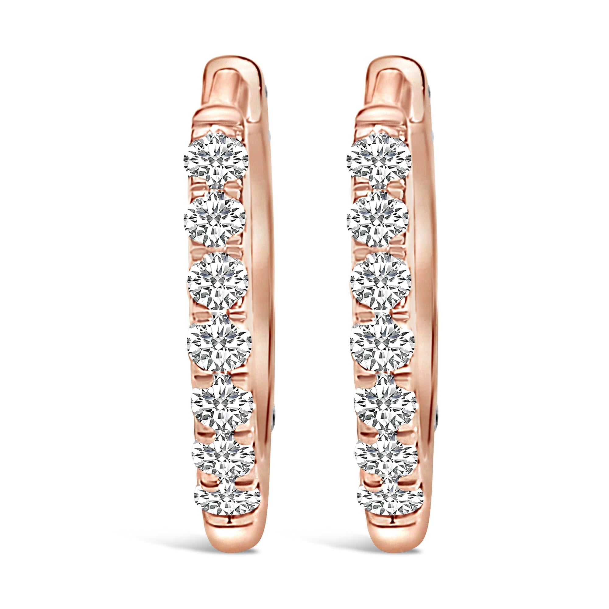10K Gold 1/4 Cttw Diamond Double Sided Huggie Hoop Earrings