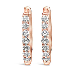 10K Gold 1/4 Cttw Diamond Double Sided Huggie Hoop Earrings