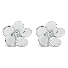 10K Gold 1/3 Cttw Lab Grown Diamond Flower Petal Stud Earrings