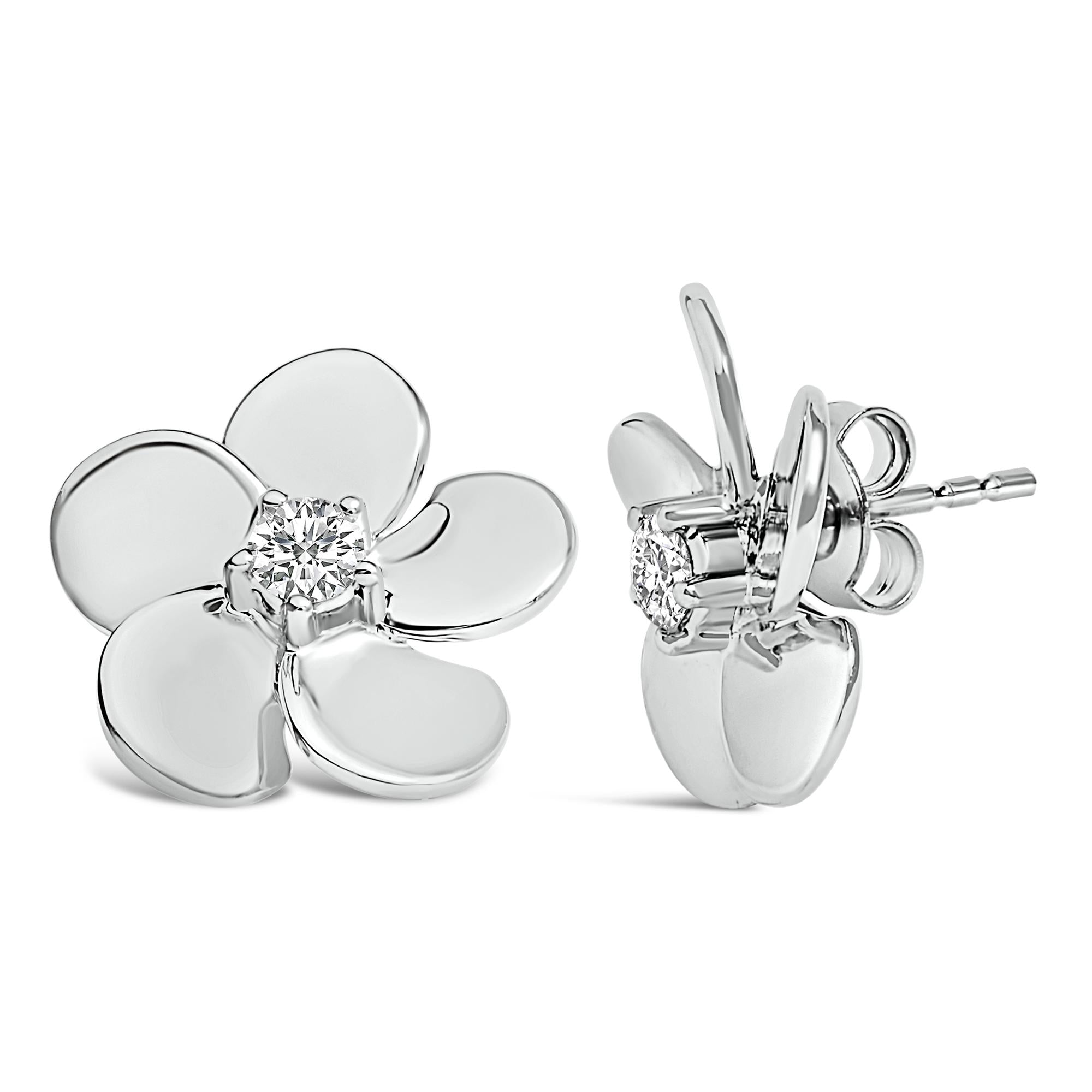 10K Gold 1/3 Cttw Lab Grown Diamond Flower Petal Stud Earrings