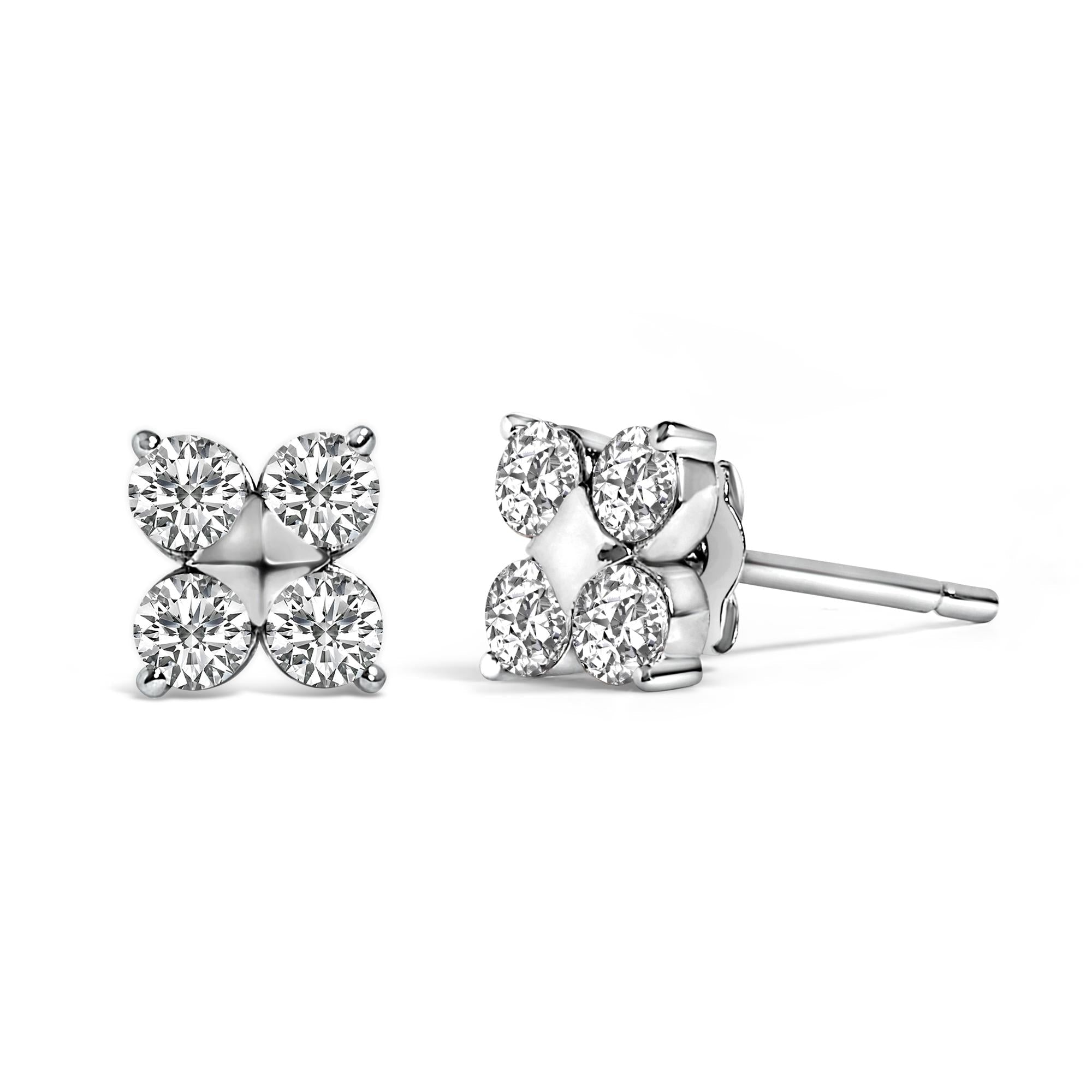 10K Gold 1/2 Cttw Lab Grown Diamond Snowflake Stud Earrings