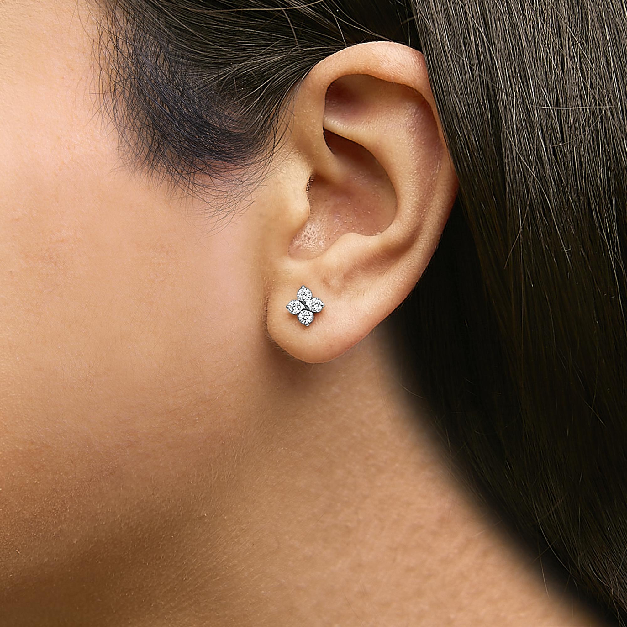 10K Gold 1/2 Cttw Lab Grown Diamond Snowflake Stud Earrings