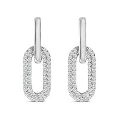 10K Gold 1/2 Cttw Lab Grown Diamond Dangling Paperclip Drop Earrings