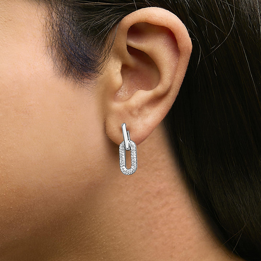 10K Gold 1/2 Cttw Lab Grown Diamond Dangling Paperclip Drop Earrings