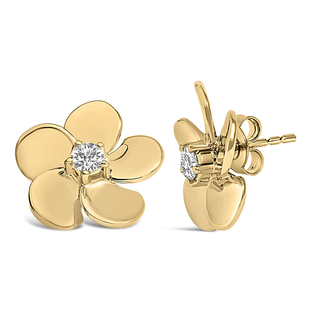 10K Gold 1/3 Cttw Lab Grown Diamond Flower Petal Stud Earrings