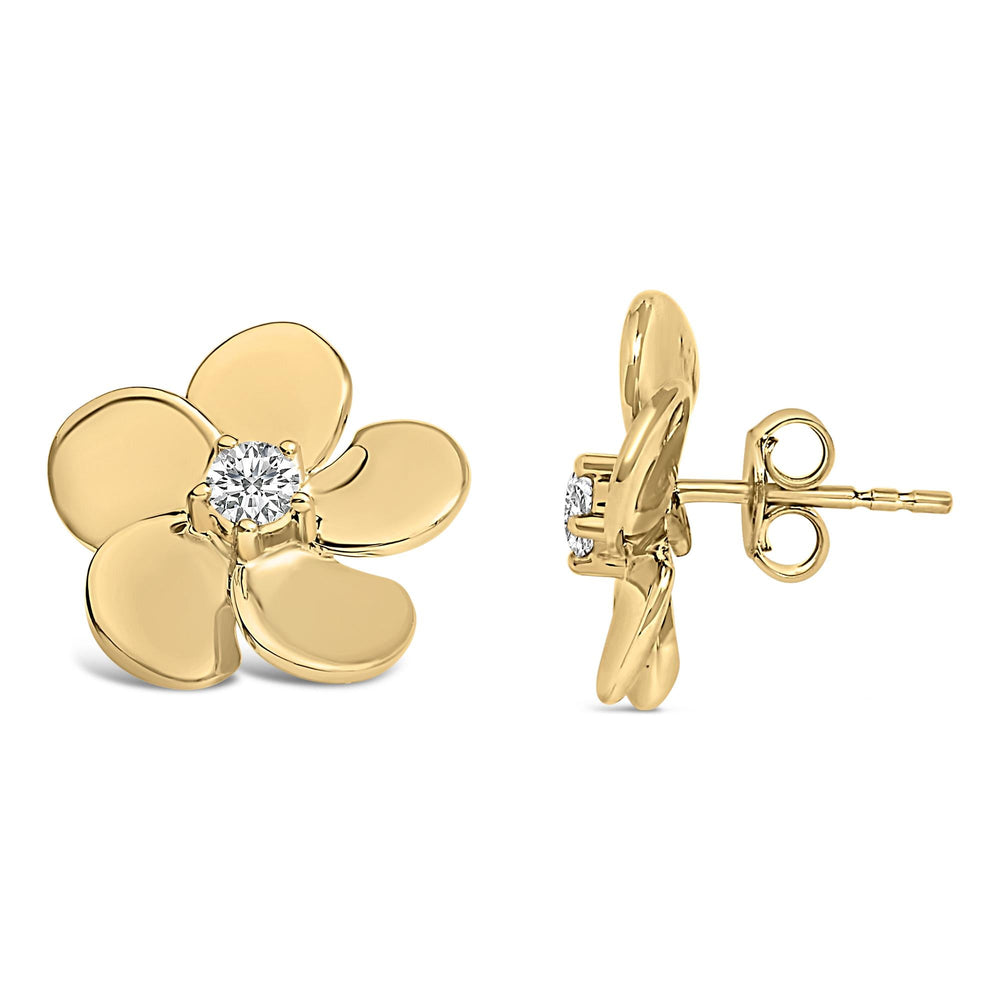 10K Gold 1/3 Cttw Lab Grown Diamond Flower Petal Stud Earrings