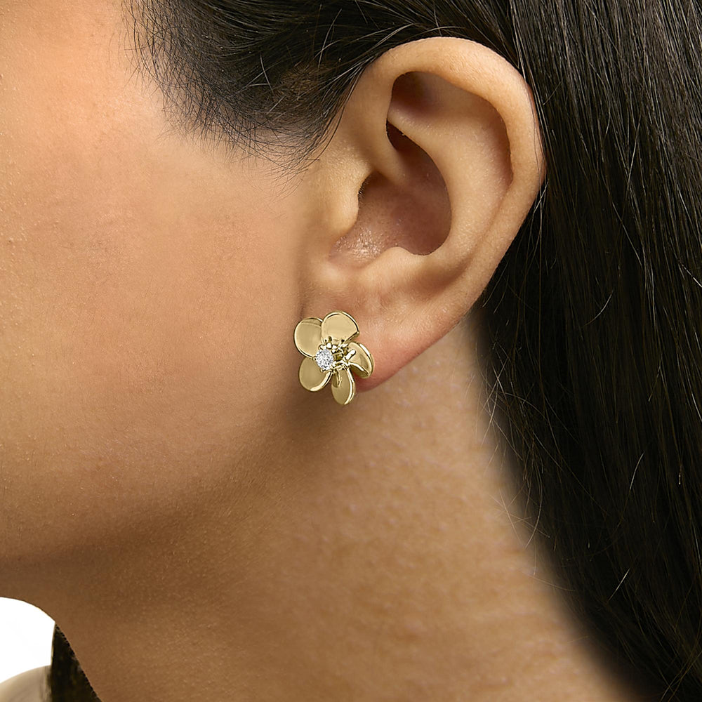 10K Gold 1/3 Cttw Lab Grown Diamond Flower Petal Stud Earrings