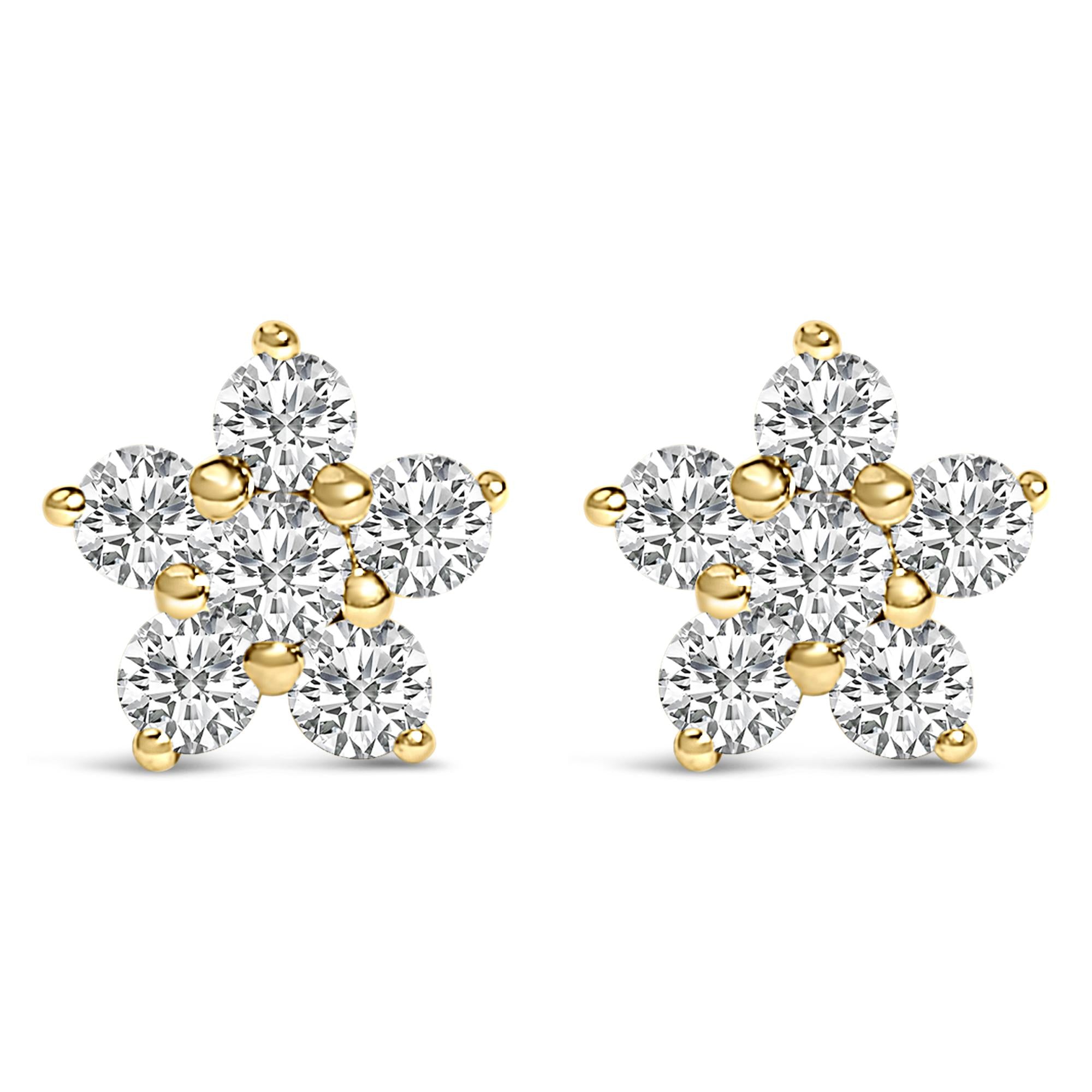 10K Gold 1/2 Cttw Lab Grown Diamond Star Stud Earrings
