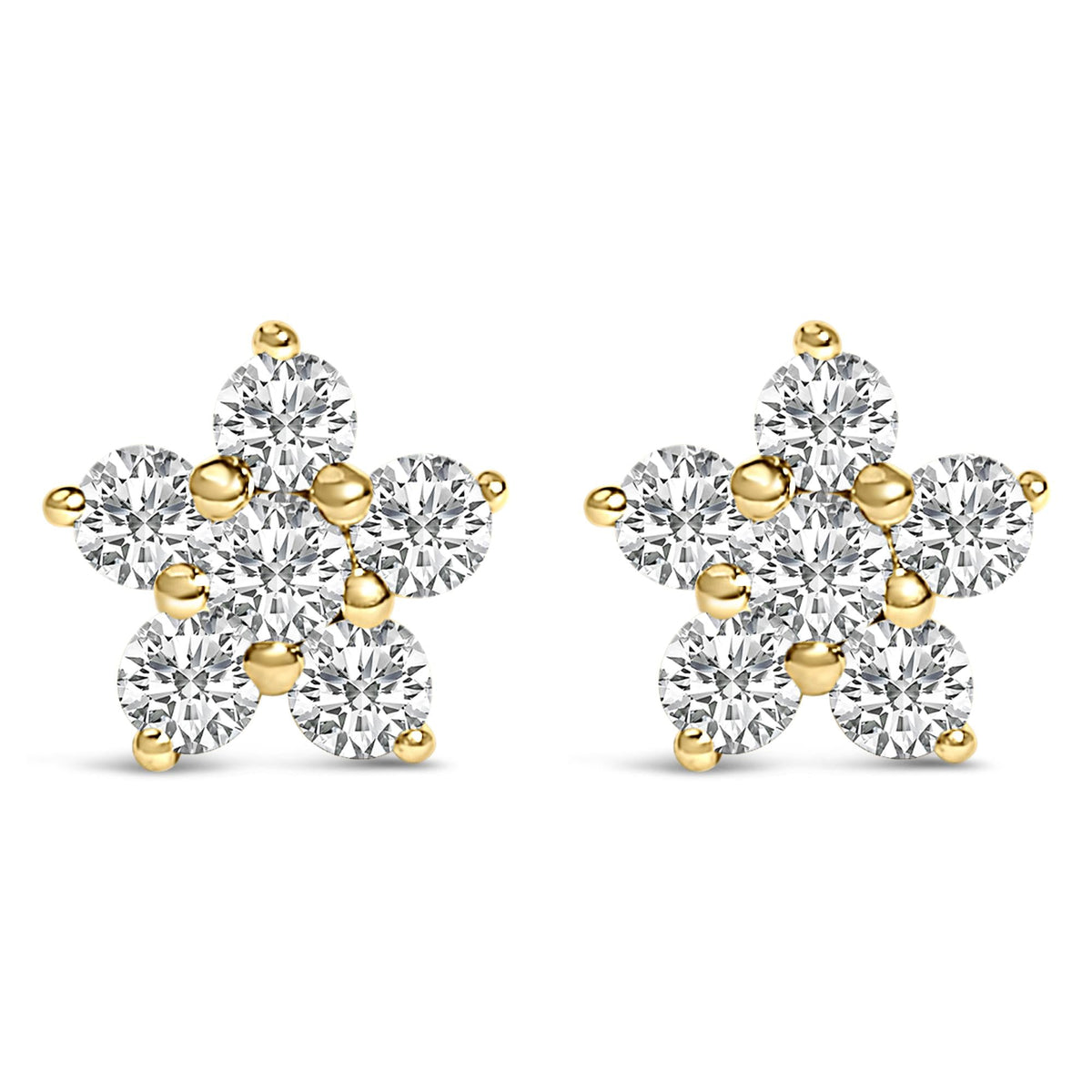10K Gold 1/2 Cttw Lab Grown Diamond Star Stud Earrings