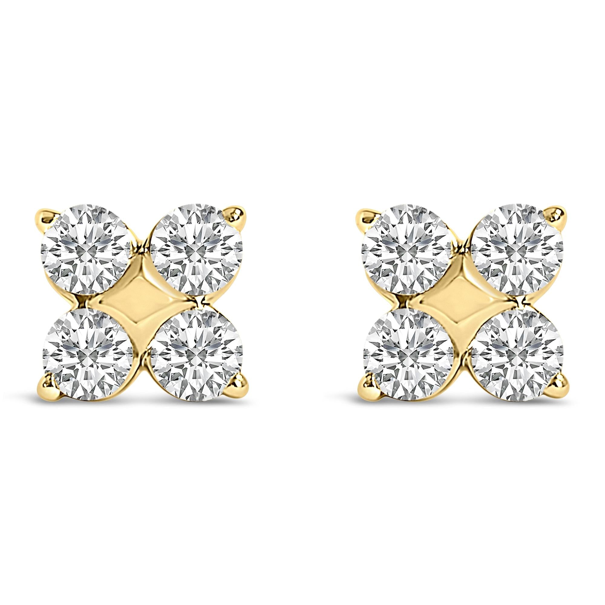 10K Gold 1/2 Cttw Lab Grown Diamond Snowflake Stud Earrings