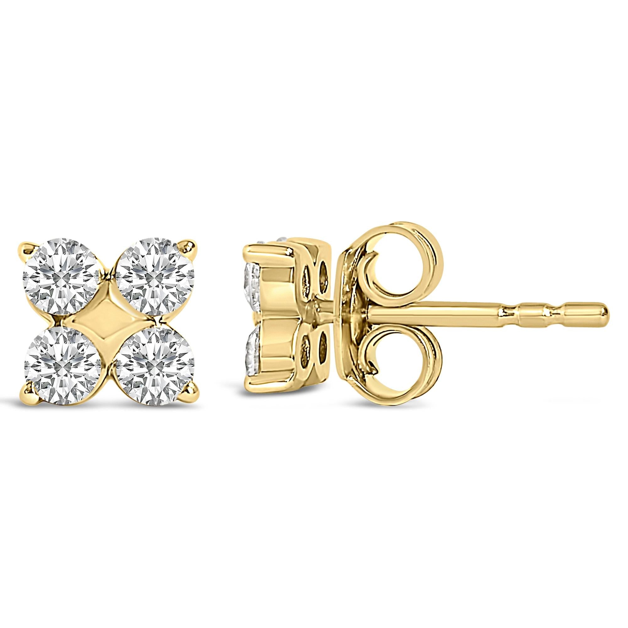 10K Gold 1/2 Cttw Lab Grown Diamond Snowflake Stud Earrings