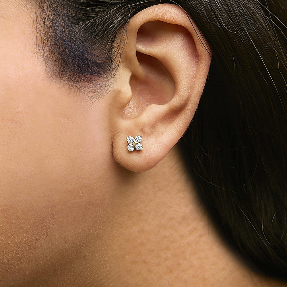 10K Gold 1/2 Cttw Lab Grown Diamond Snowflake Stud Earrings