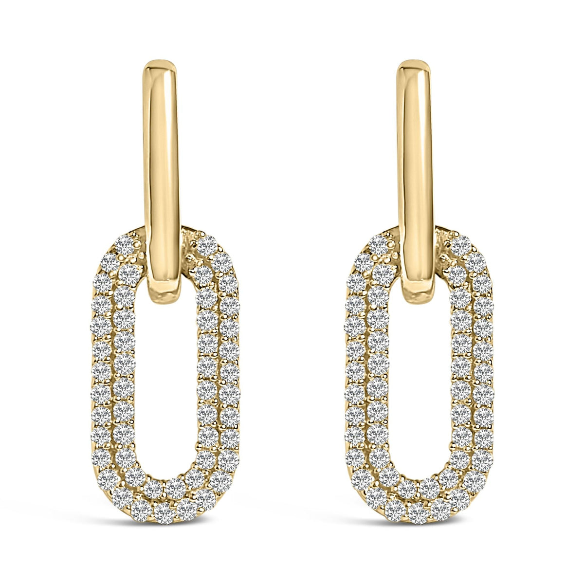 10K Gold 1/2 Cttw Lab Grown Diamond Dangling Paperclip Drop Earrings
