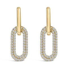 10K Gold 1/2 Cttw Lab Grown Diamond Dangling Paperclip Drop Earrings