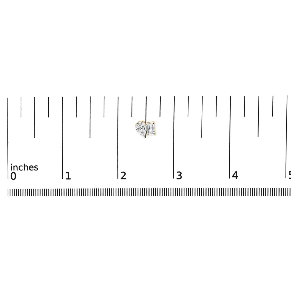 14K Gold 2.0 Cttw Emerald and Pear Toi et Moi Lab Grown Diamond Stud Earrings