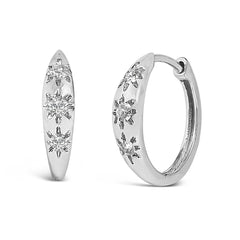 10K Gold 1/5 Cttw Lab Grown Diamond Three Stone Huggie Hoop Earrings