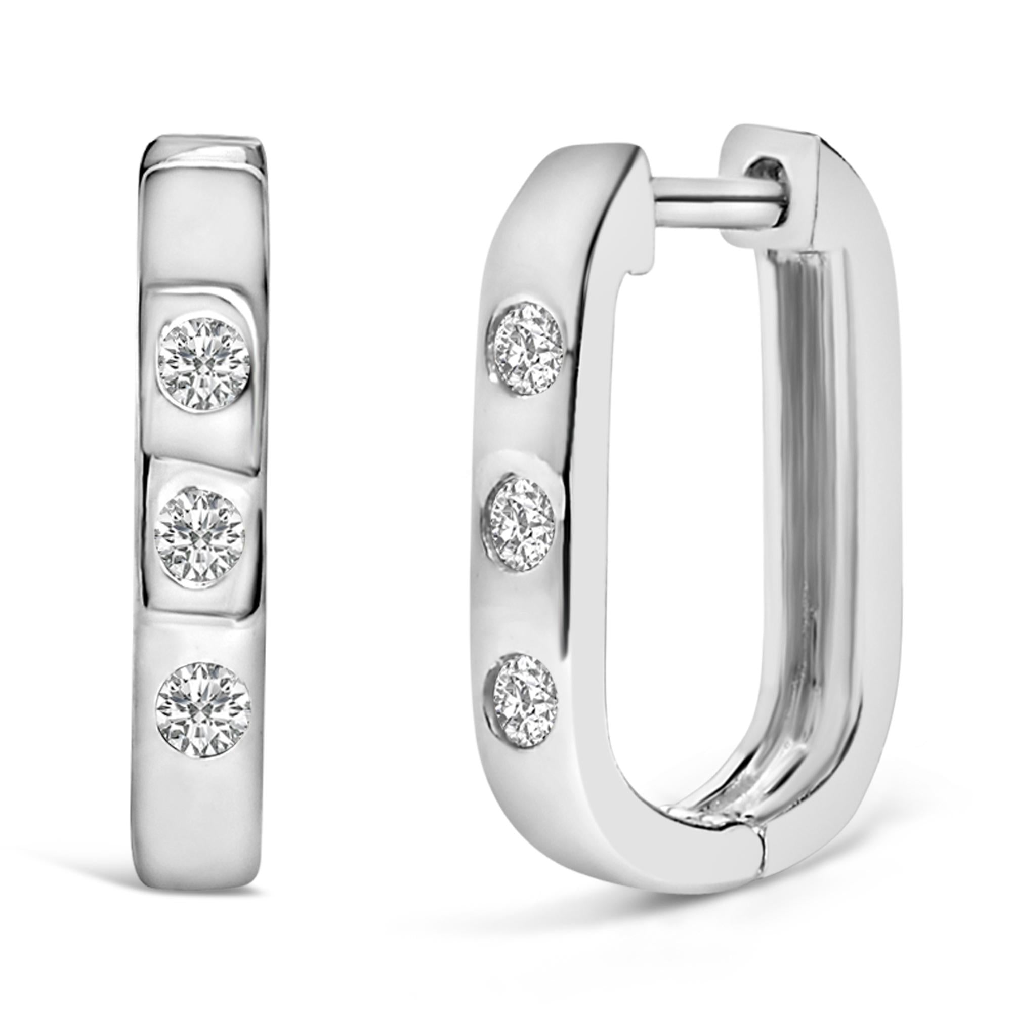 10K Gold 1/10 Cttw Three Stone Lab Grown Diamond Oval Huggies Hoop Earrings