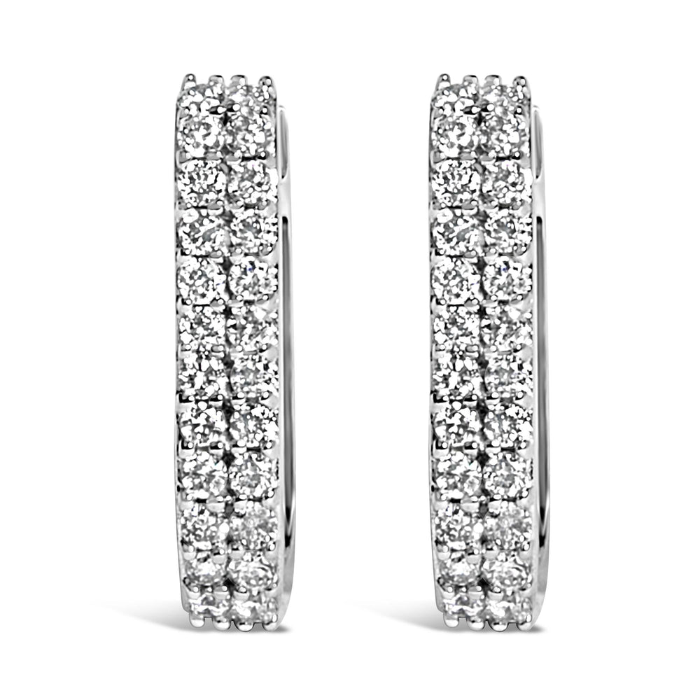 10K Yellow Gold 1/4 Cttw Lab Grown Diamond Double Row Huggie Hoop Earrings