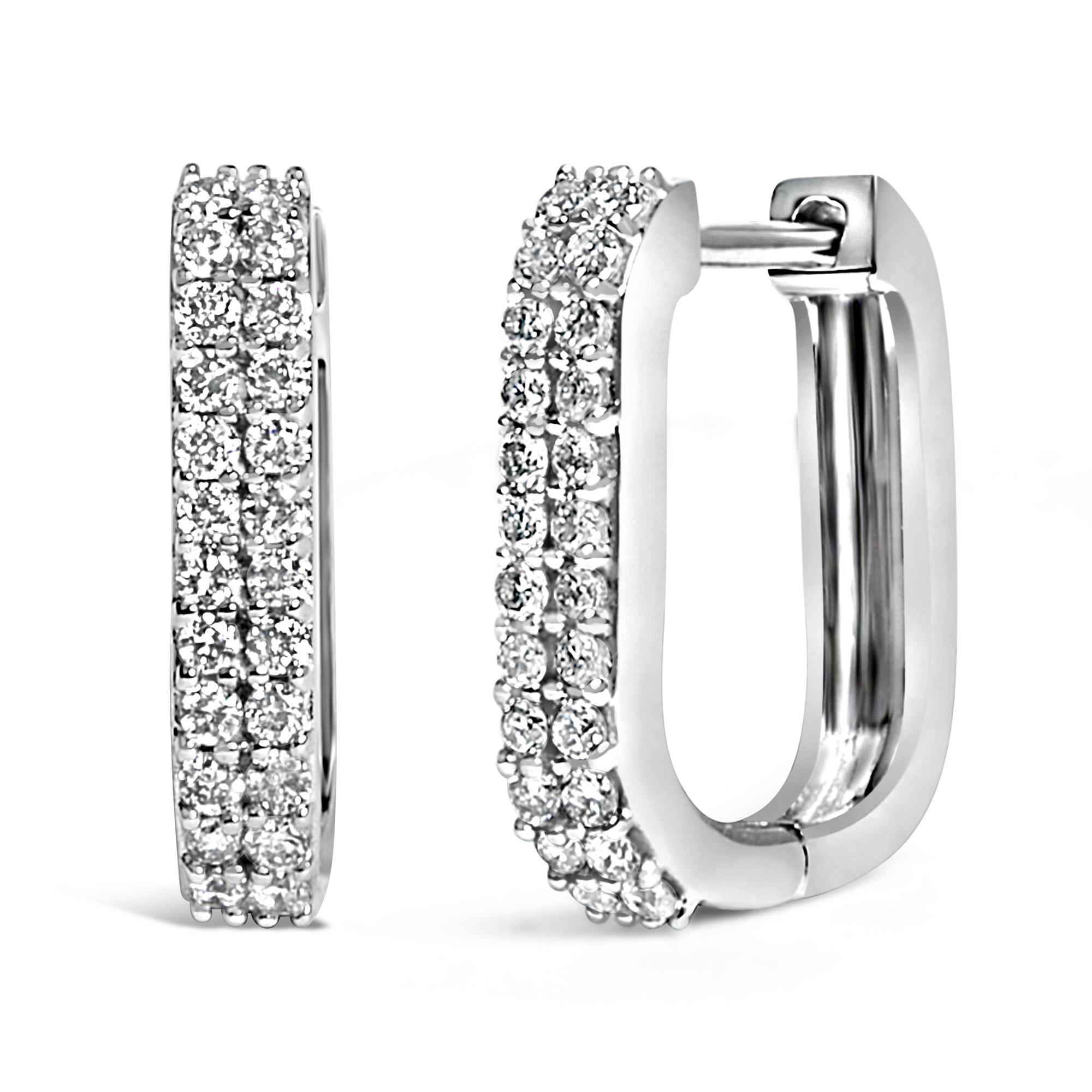 10K Yellow Gold 1/4 Cttw Lab Grown Diamond Double Row Huggie Hoop Earrings