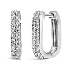 10K Yellow Gold 1/4 Cttw Lab Grown Diamond Double Row Huggie Hoop Earrings