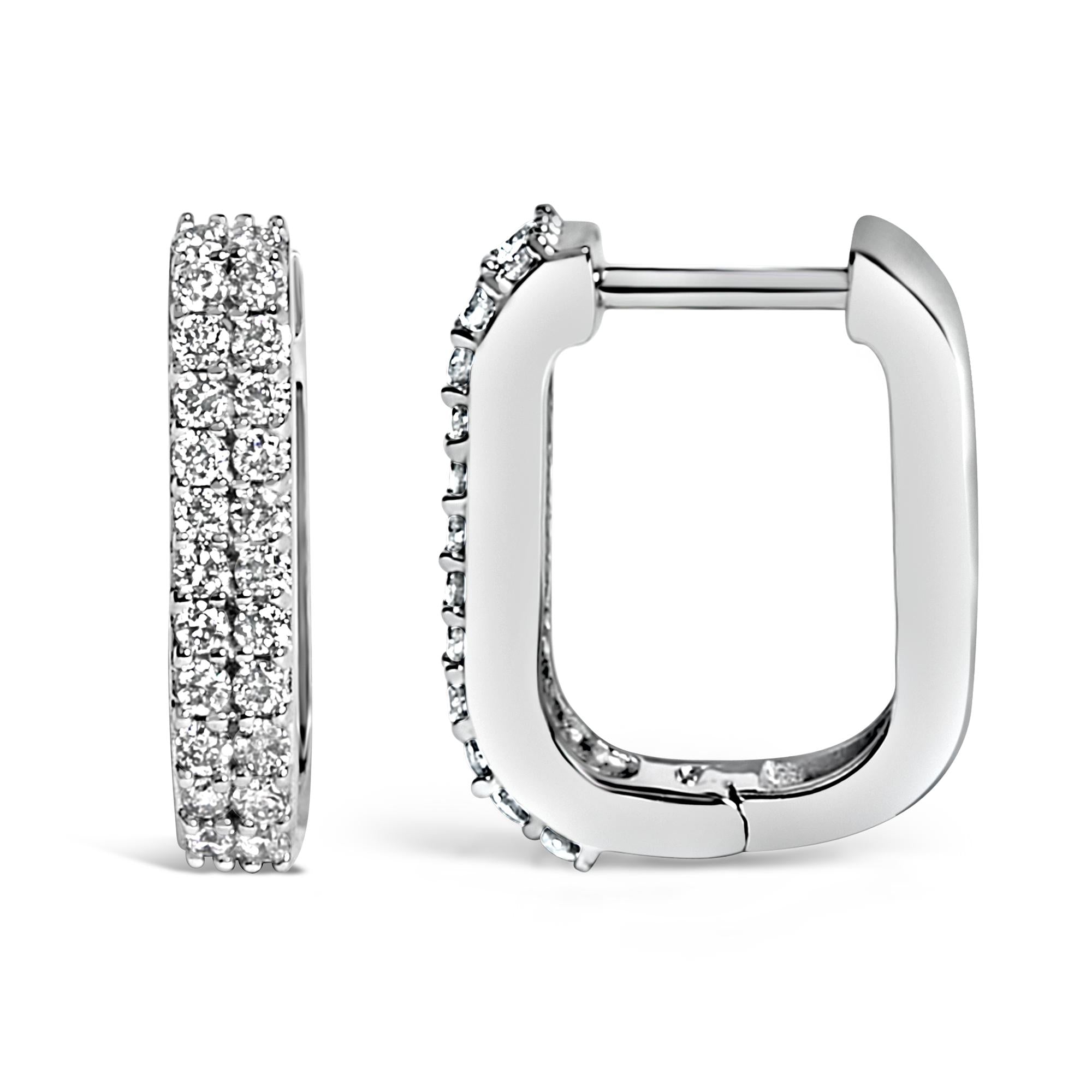 10K Yellow Gold 1/4 Cttw Lab Grown Diamond Double Row Huggie Hoop Earrings