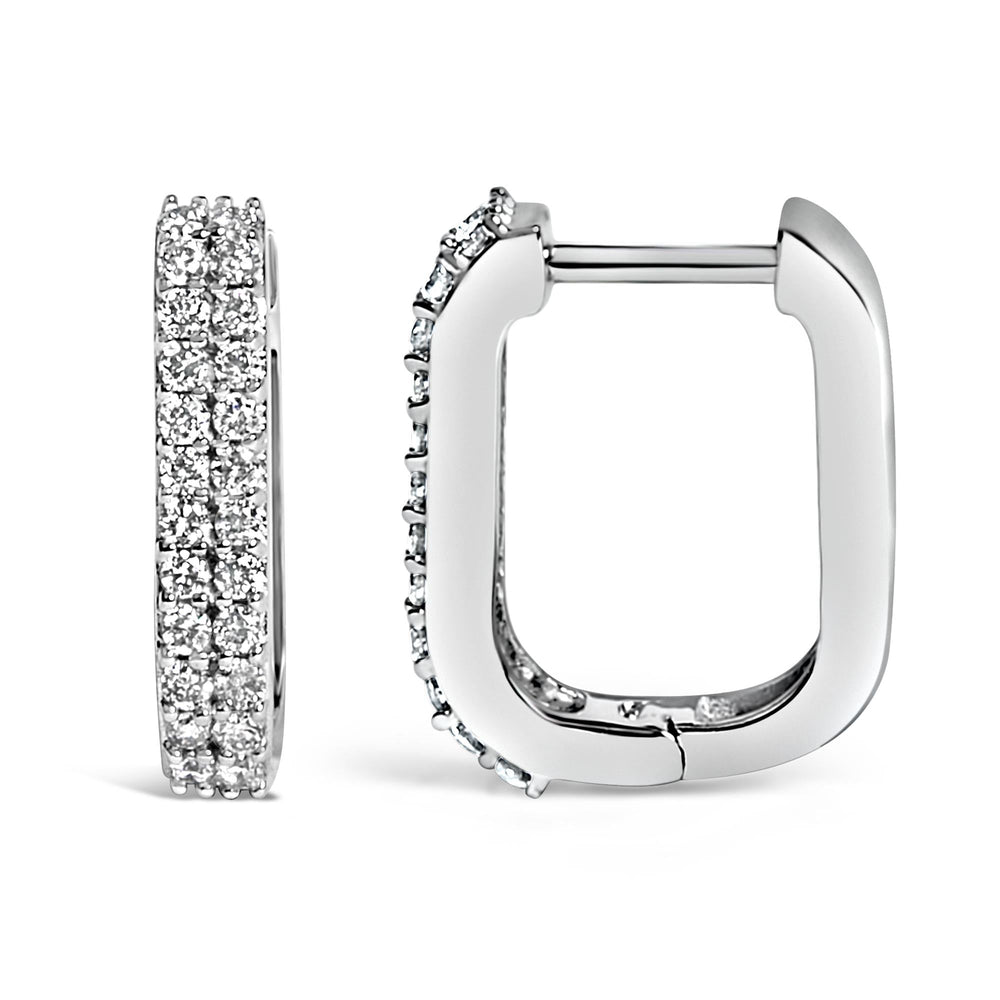 10K Yellow Gold 1/4 Cttw Lab Grown Diamond Double Row Huggie Hoop Earrings