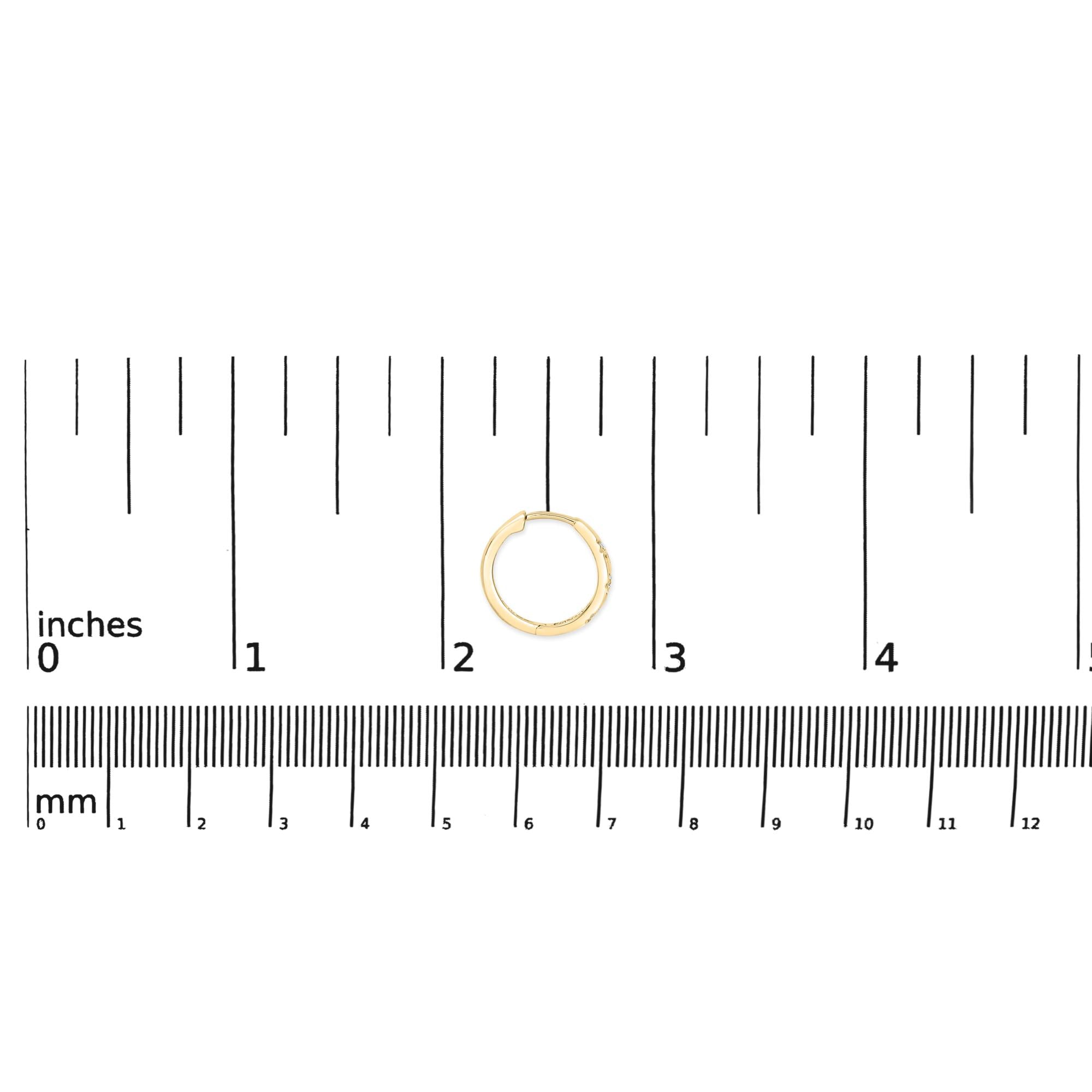 10K Gold 1/5 Cttw Lab Grown Diamond Three Stone Huggie Hoop Earrings