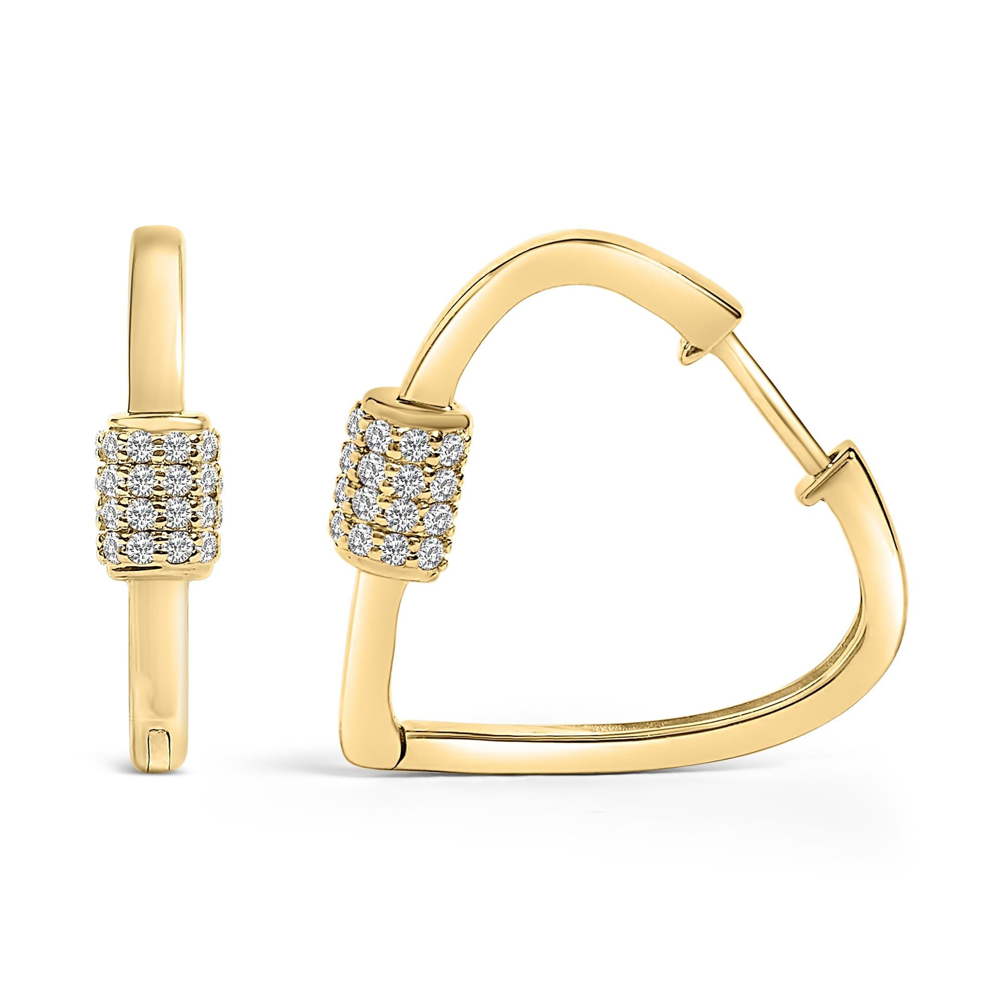 10K Gold 3/8 Cttw Lab Grown Diamond Heart Shaped Huggie Hoop Earrings