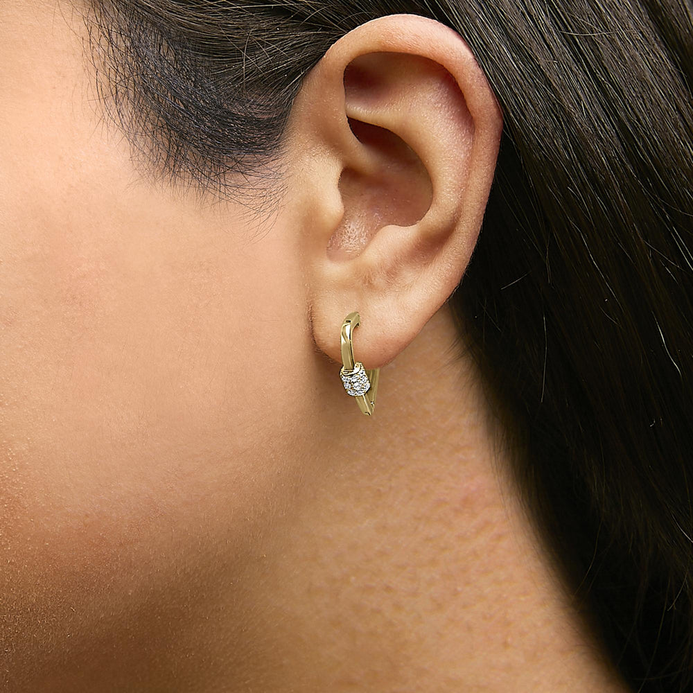 10K Gold 3/8 Cttw Lab Grown Diamond Heart Shaped Huggie Hoop Earrings
