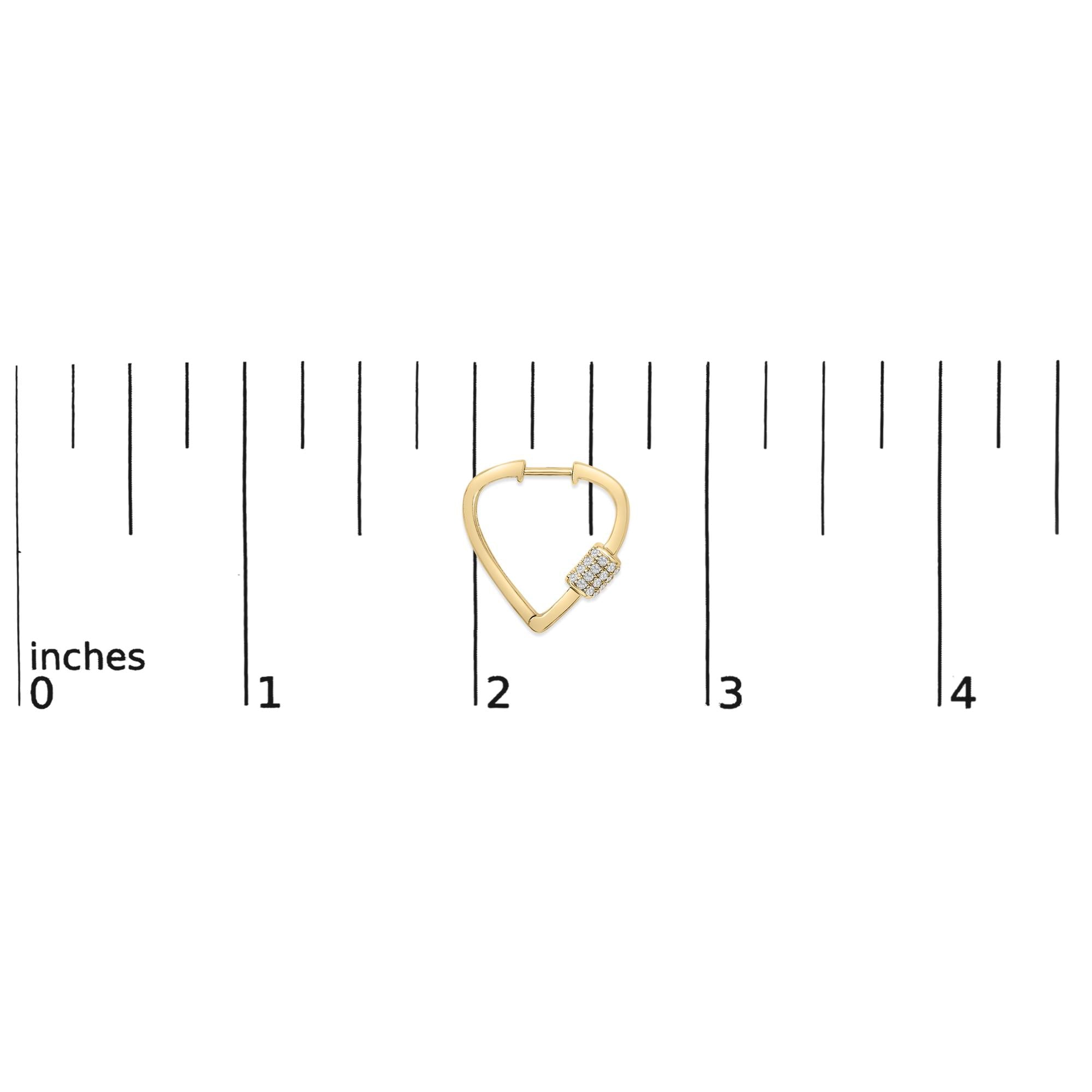 10K Gold 3/8 Cttw Lab Grown Diamond Heart Shaped Huggie Hoop Earrings